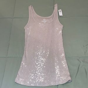 Tan Sequin Tank Top